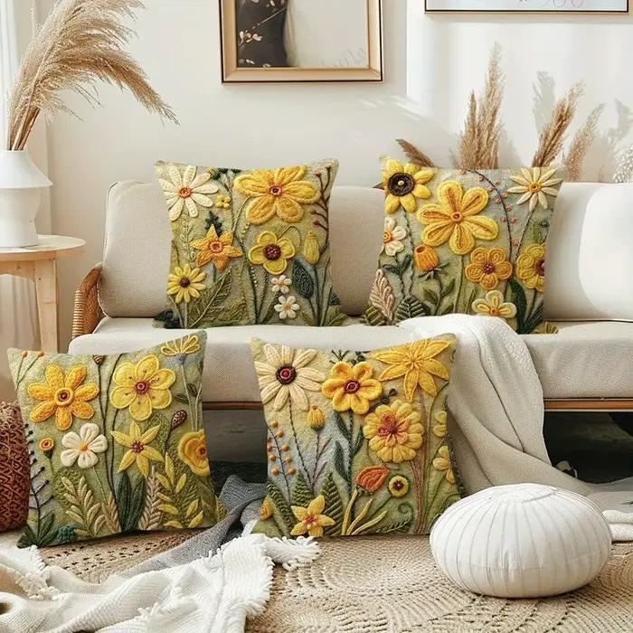 Taies d'oreiller jaunes à motifs floraux: adornez votre espace avec la beauté de la Nature, housse de coussin de canapé, décoration de chambre à coucher