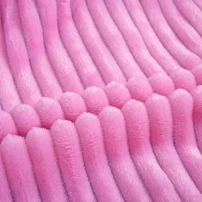 Couverture en fausse fourrure de lapin rayée épaisse