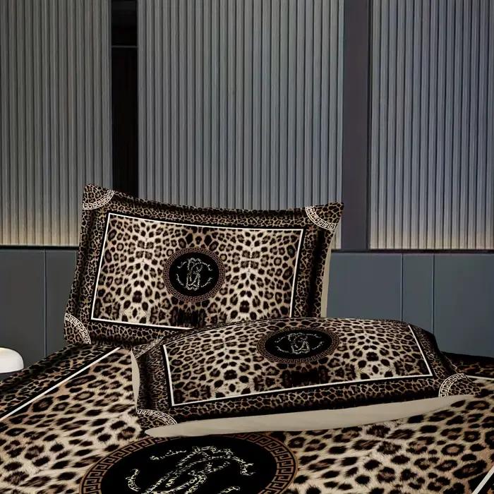 2/3 pièces d'ensemble de literie imprimé léopard 3D, comprenant 1 housse de couette + 1/2 taies d'oreiller ensemble de housse de couette Queen King Size