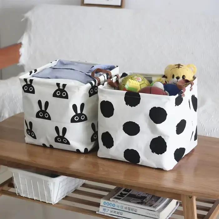 Panier à linge en coton et lin