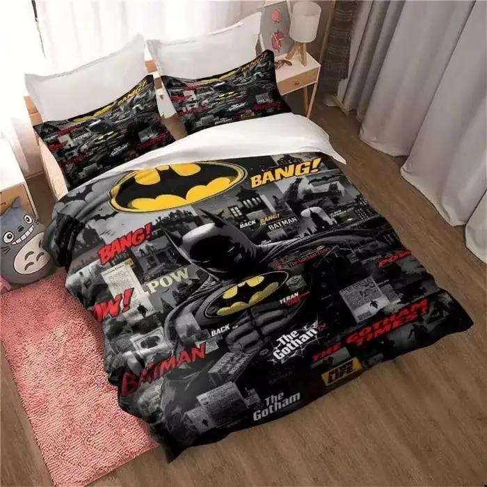 Ensemble de literie classique B-Batman 135x200cm, housse de couette et taie d'oreiller à motif de dessin animé, plusieurs tailles, décoration de chambre à coucher, cadeau pour garçons