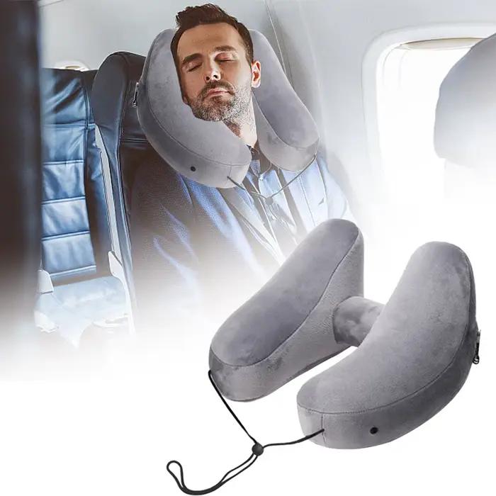Oreiller gonflable Portable en forme de U, avec capuche, oreiller gonflable en forme de H, oreiller de voyage, coussin de repos du cou pour voiture