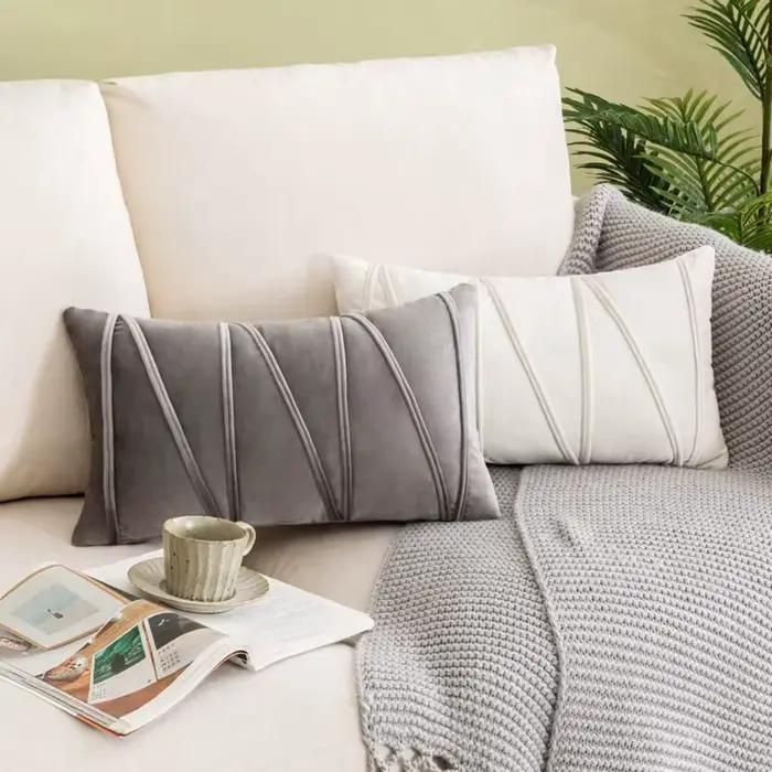 Inyahome-Juste de coussin en velours, taie d'oreiller, jaune, bleu, rose, solide, décoration de canapé, pour la maison, nouveau, art