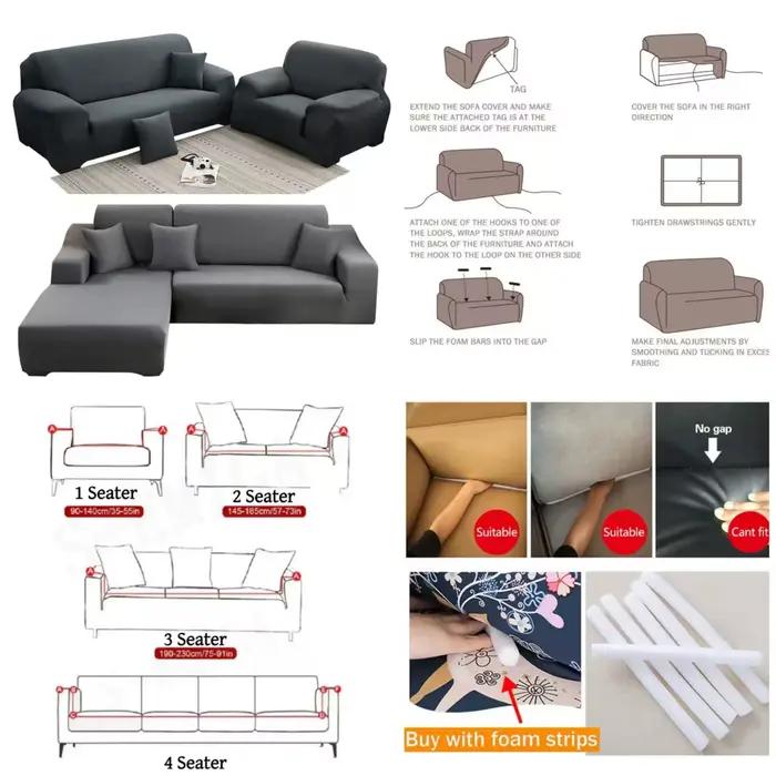 Juste de protection extensible pour canapé et fauteuil 1/2/3/4 places, pour salon, couleur unie, compatible avec canapé d'angle