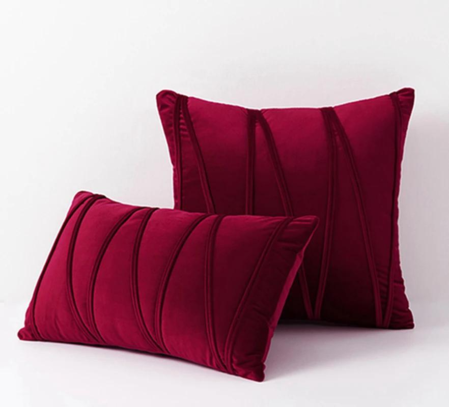 Inyahome-Juste de coussin en velours, taie d'oreiller, jaune, bleu, rose, solide, décoration de cana