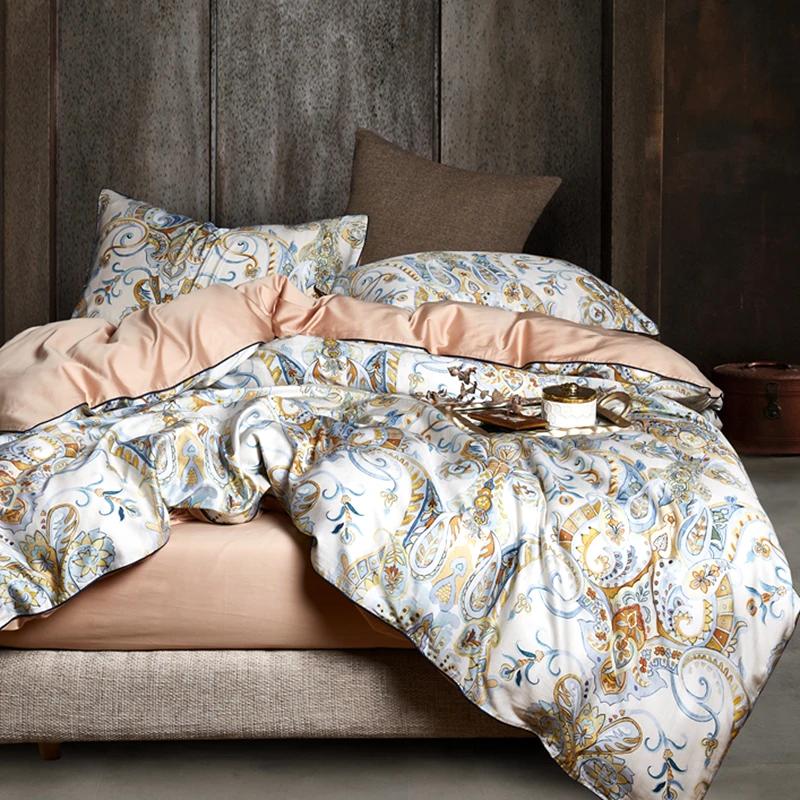 4 pièces 600TC coton égyptien série océan ensembles de literie 4 pièces linge de lit percale housse 