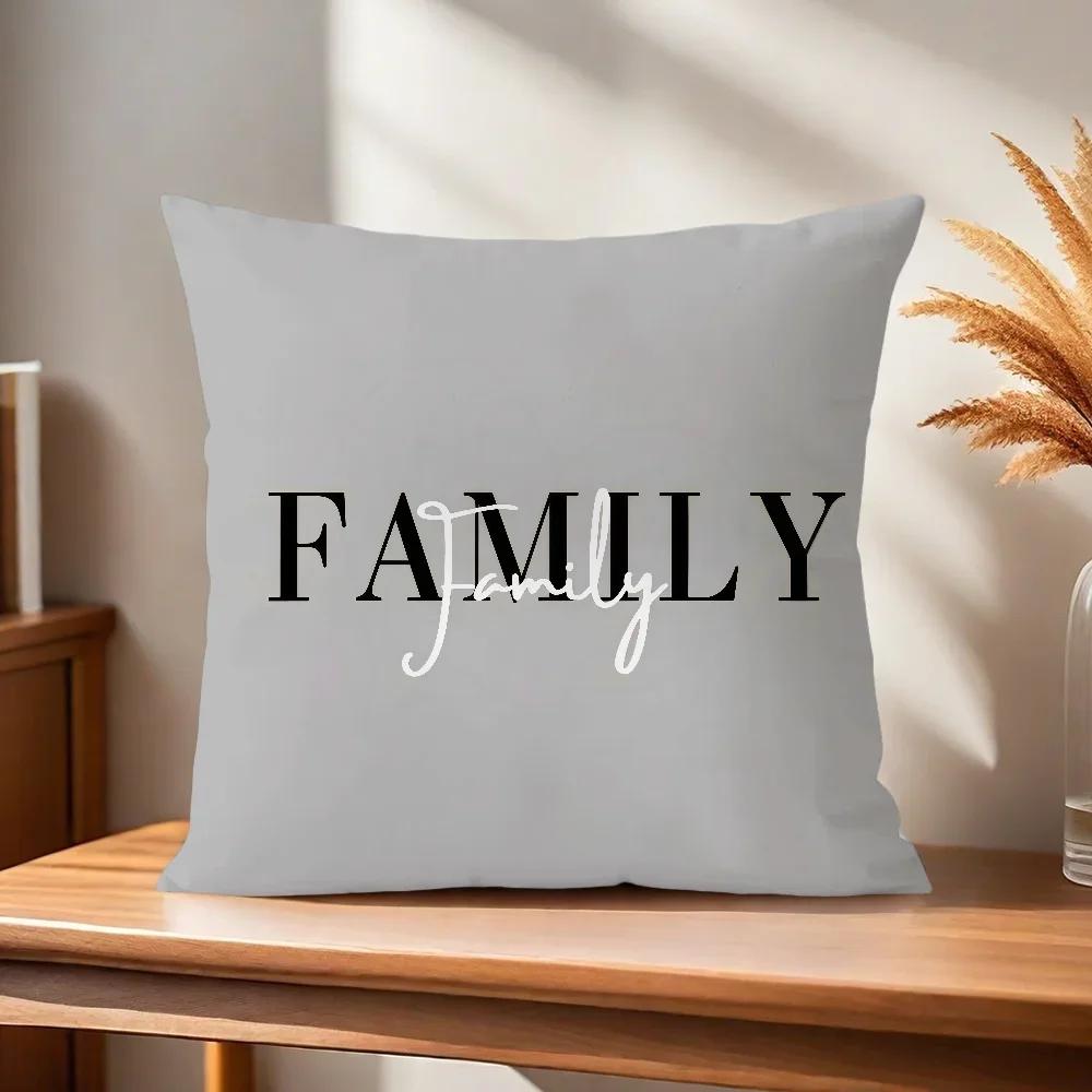 Taies d'oreiller grises avec motifs d'amour pour la famille, pour le bureau, la voiture, le canapé-l