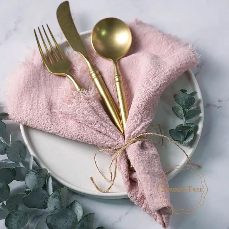 Serviettes en tissu de coton gaze, 12 pièces, 41x41cm, bavure rétro, serviette de cuisine rustique, 