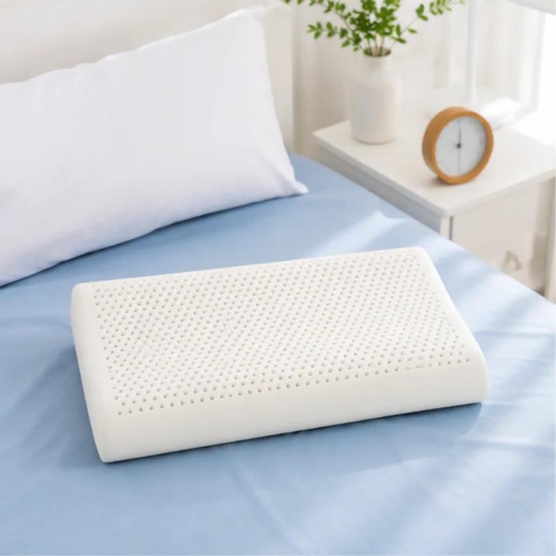 Oreiller ergonomique en latex naturel thaïlandais pour le soutien du cou, confortable pour dormir, o