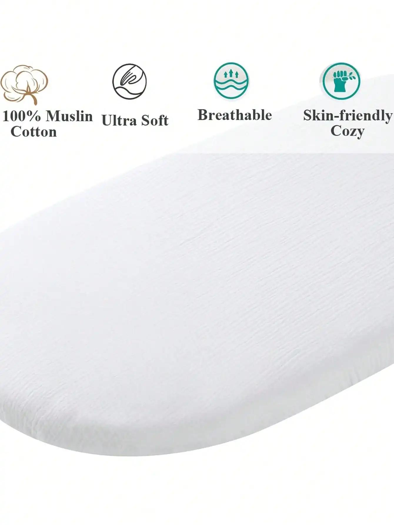 Housse de matelas à langer en mousseline, 2 paquets, draps de couffin ajustés pour filles et garçons