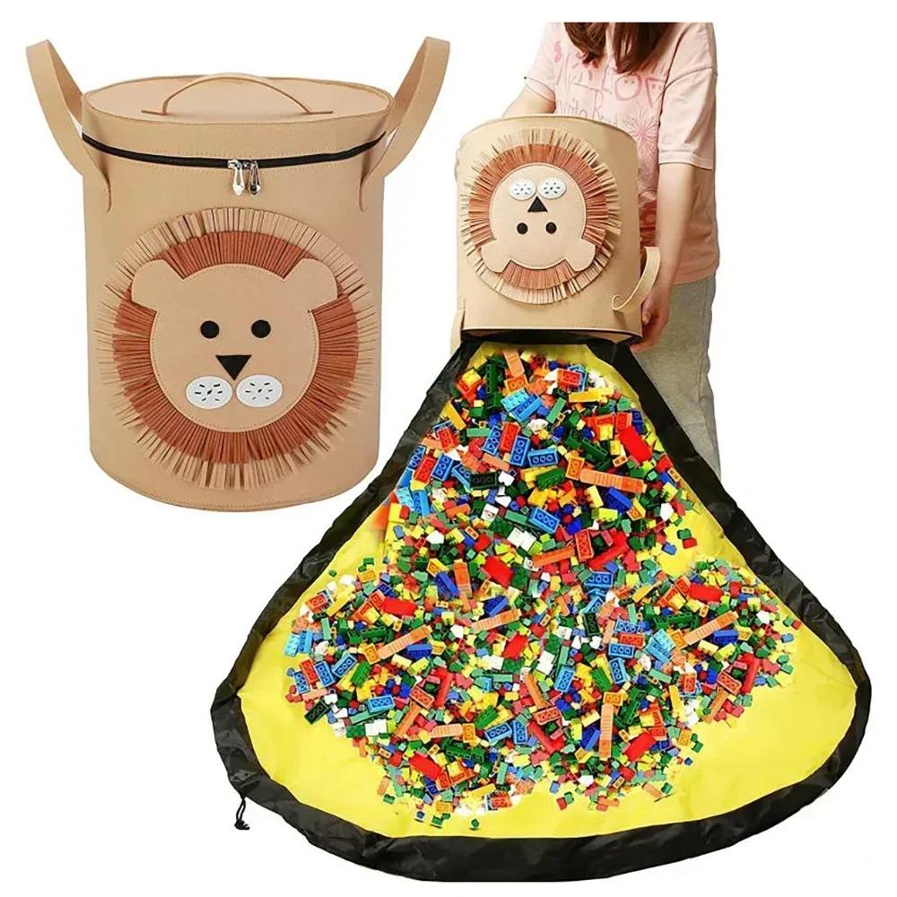 Sac de rangement pliable en feutre avec poignées amovibles, sacs Ziplock, animaux mignons, anti-pous
