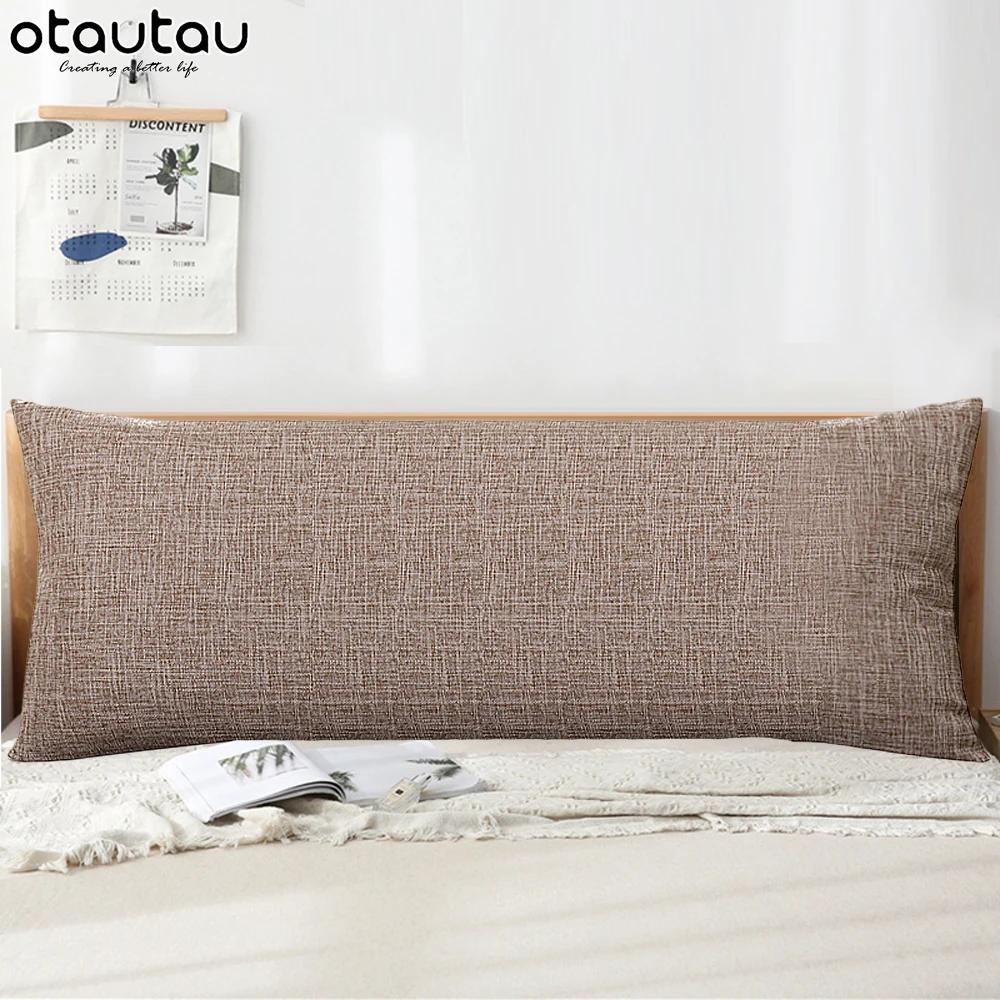 Taie d'oreiller King Size pour lit, canapé, chaise, housse de coussin en coton et lin, décoration de maison, oreiller Long pour le corps, coussin de dossier