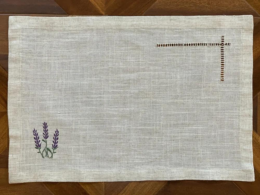 @[Camellia Casa] Hemstitch Poly + lin serviette/couette Provence, France, lavande couleur naturelle Banquet/hôtel/Airbnb/contention