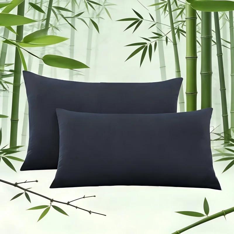 Taie d'oreiller en fibre de bambou de haute qualité, housse de coussin unie, draps de lit, taie d'oreiller 40x60 50x75 50x90, housse de coussin pour dormir