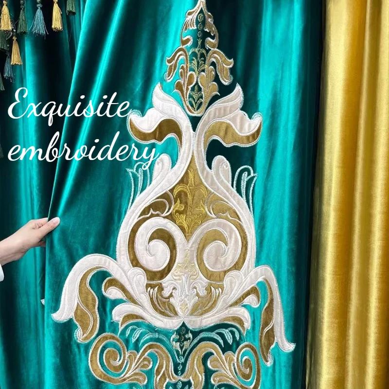 Rétro luxe velours broderie palais français Style européen chambre Duplex étage salon haut de gamme américain taille personnalisée