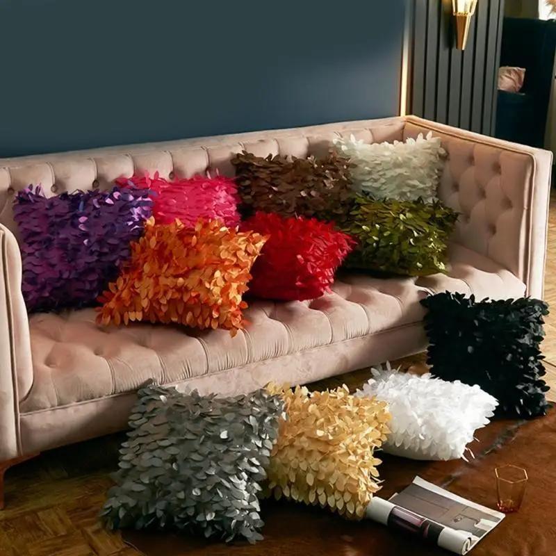 G6KF – housse coussin décorative en forme feuille taie d'oreiller douce, décorative, pour salon, canapé-lit canapé,