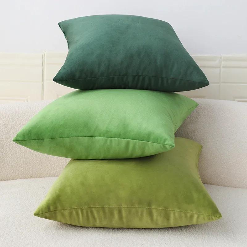 Housse de coussin en velours vert, taie d'oreiller décorative, 18x18 pouces, pour salon, cadeau, canapé, voiture, décoration nordique pour la maison