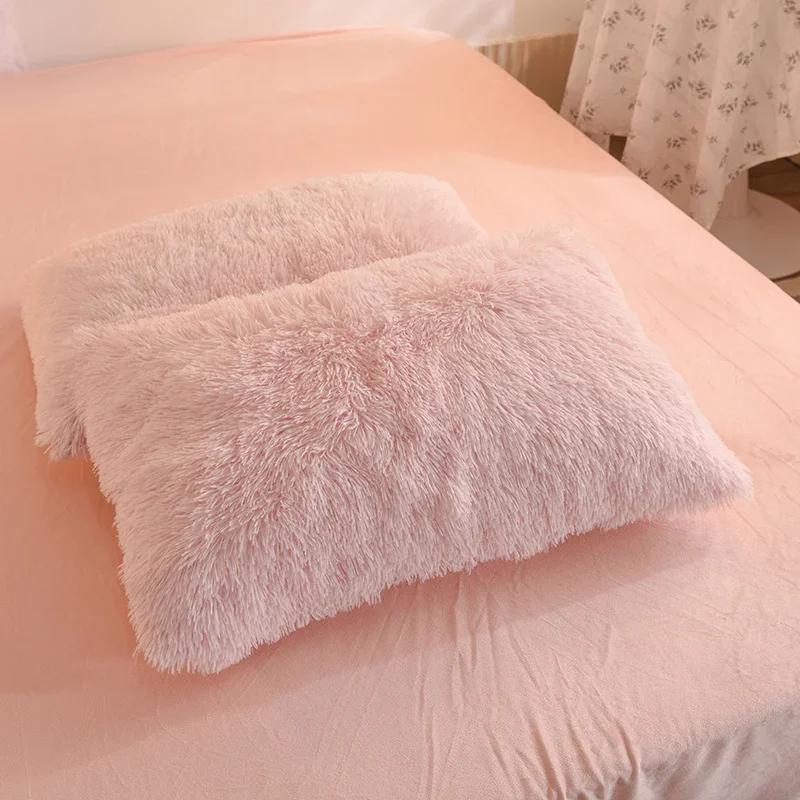 Parure de lit de luxe en peluche pure nordique avec drap et taies d'oreiller, parure de lit en fourrure, parure de lit simple Kawaii, ensemble de couverture de document chaud, hiver