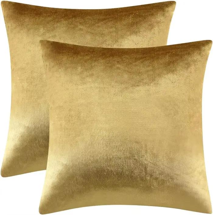 Housses de coussin décoratives en velours doré, canapé, canapé, lit, housses de coussin souples, 18x