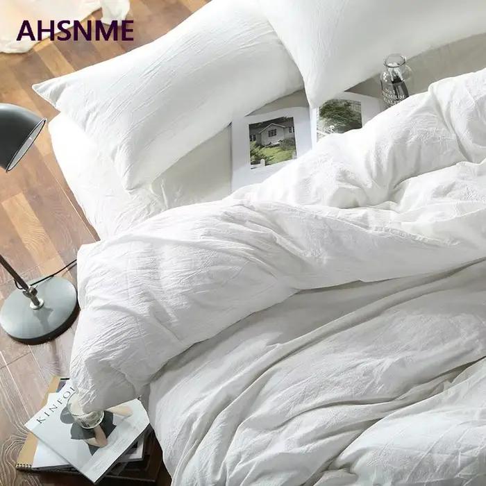 AHSNME 100% coton linge de lit Super doux literie couvre-lit Cool été blanc housse de couette couette ensembles de literie