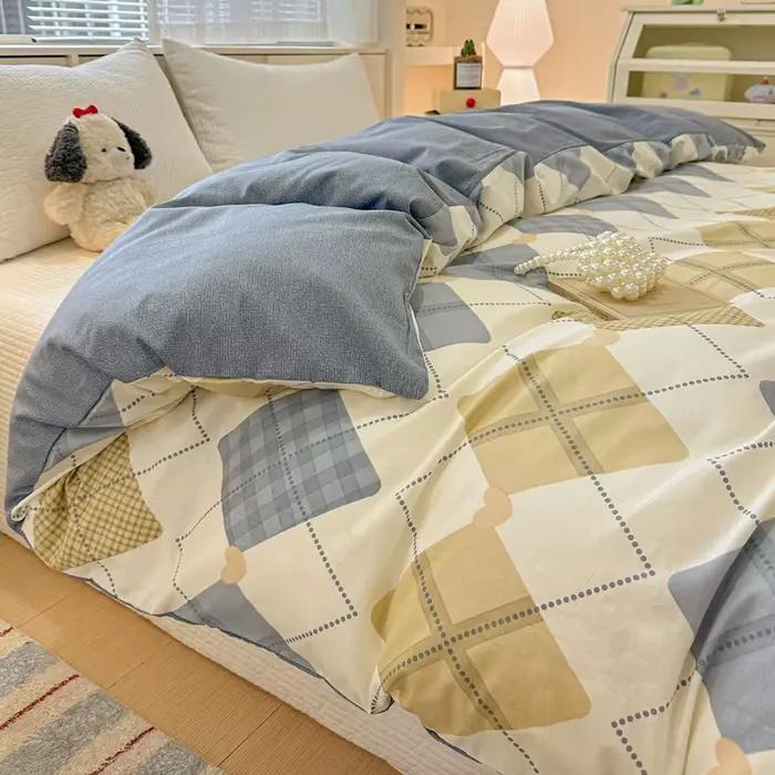 Housse de couette réversible 100% coton, motif diamant coréen, housses de couette, housse de couverture douce pour la peau, tailles personnalisées disponibles