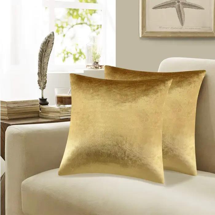 Housses de coussin décoratives en velours doré