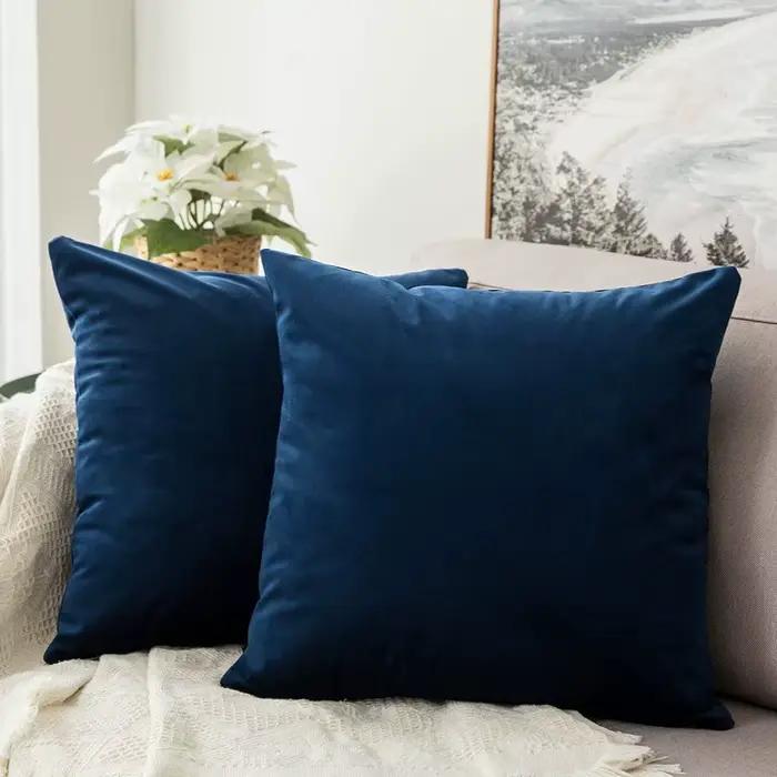 Housses de coussin en velours bleu marine, taies d'oreiller douces 45x45cm, housse de coussin de décoration nordique pour canapé