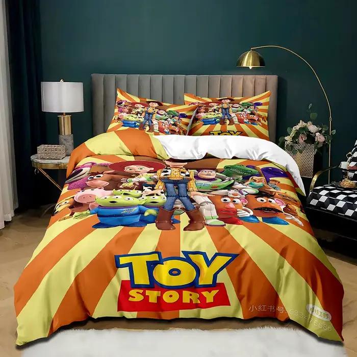 Parure de lit imprimée Anime Story 3D pour adultes et enfants, avec housse de couette à fermeture éclair, couvre-lit en microfibre, couvre-lit simple