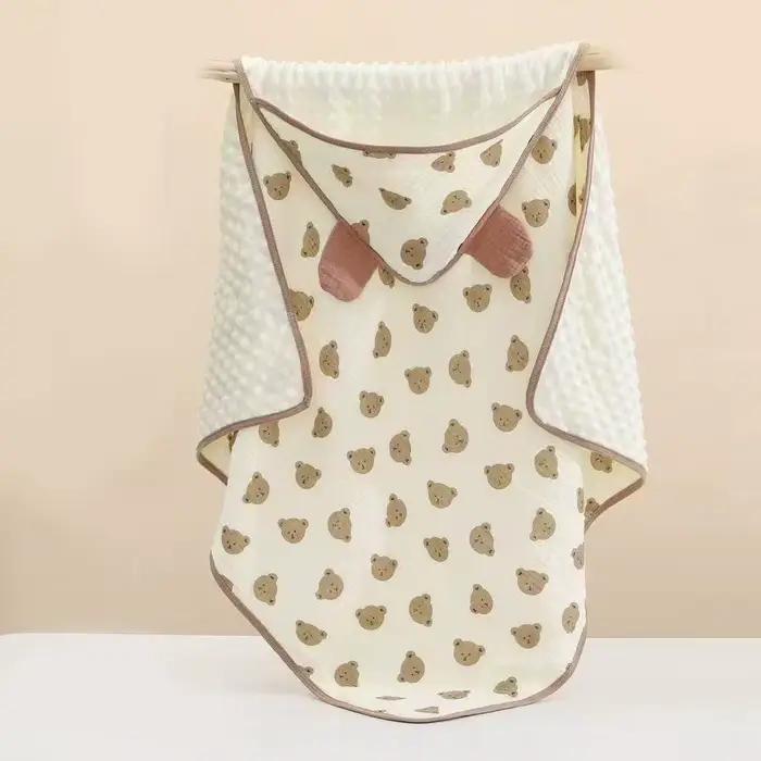 Couverture bébé avec chapeau infantile mignon imprimé