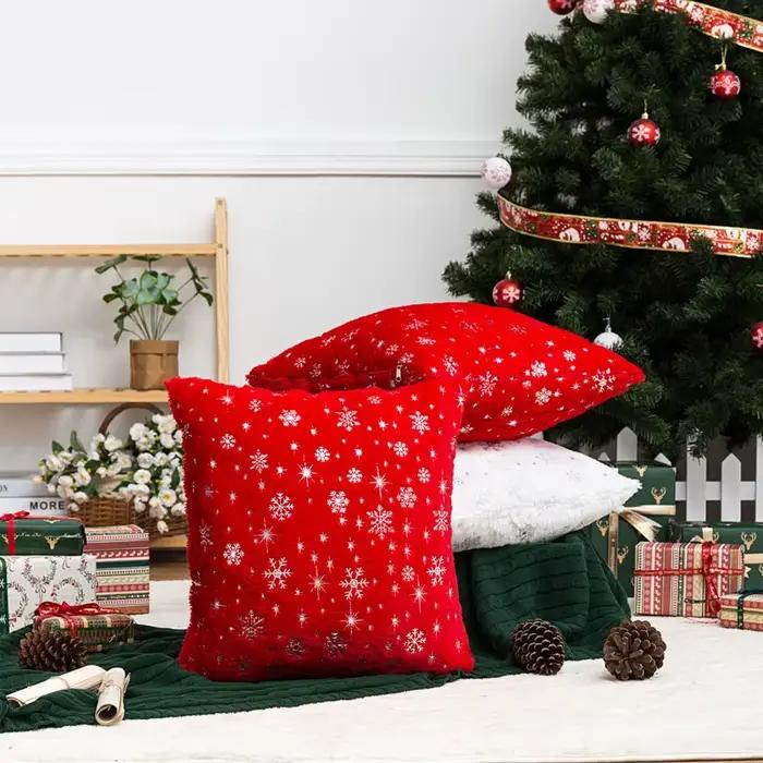 Juste de coussin en peluche de Noël pour canapé, taies d'oreiller nordiques, décoration de salon, décor de maison et de chambre, 18x18