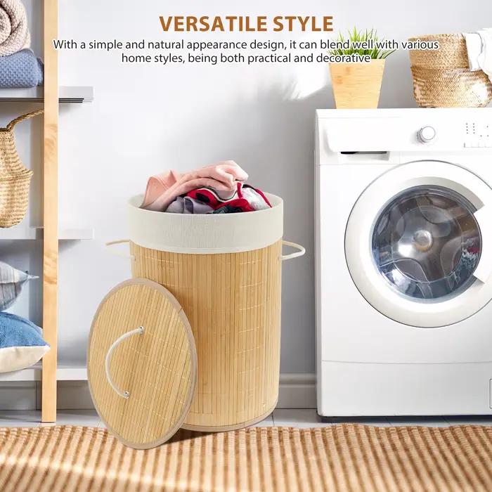 Panier à linge en bambou avec couvercle pour ranger les vêtements sales