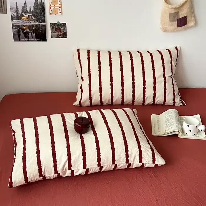 Ensemble de housse de couette en microfibre imprimée rayée