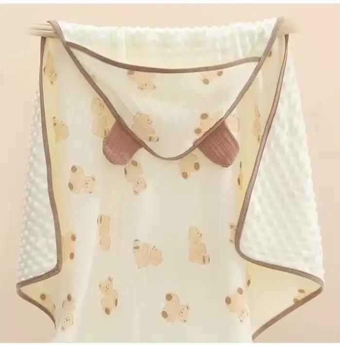 Couverture bébé avec chapeau infantile mignon imprimé