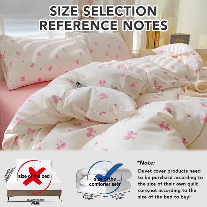 Ensemble de housse de couette imprimée avec petits nœuds roses