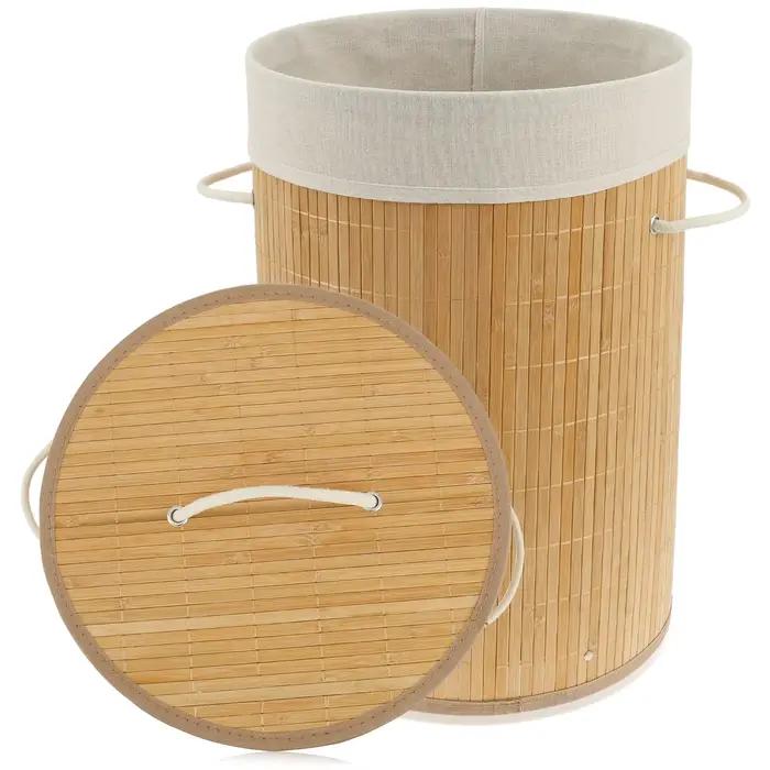 Panier à linge en bambou avec couvercle pour ranger les vêtements sales