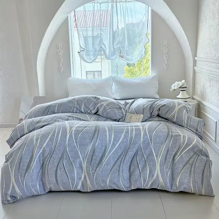 Housse de couette 100% coton, douce pour la peau, simple et élégante, imprimée, épaisse, durable, brossée, pièce unique