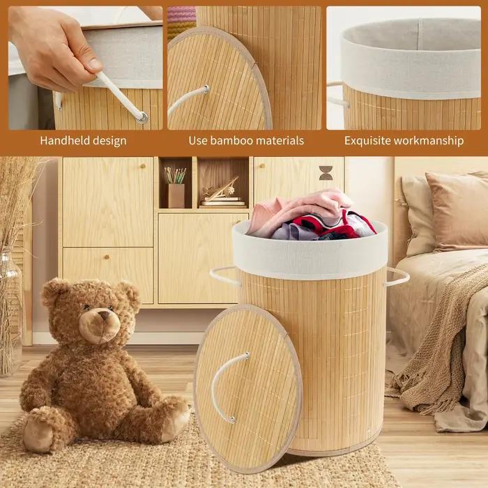 Panier à linge en bambou avec couvercle pour ranger les vêtements sales