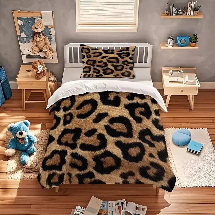 Ensemble de housse de couette à imprimé léopard, ensemble de literie à motif peau d'animal, ensemble de housse de couette luxueuse en microfibre douce, imprimé numérique