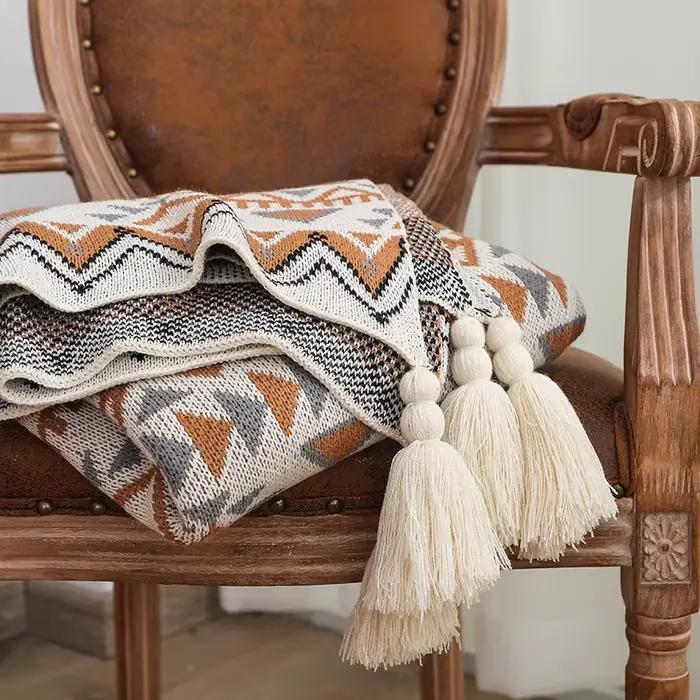Couverture à franges Boho pour canapé-lit et salon