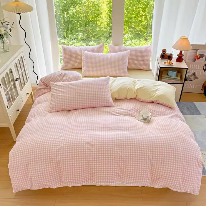 Housse de couette simple à carreaux, douce et agréable pour la peau, toutes saisons, confortable, durable, lavable en machine, 1 pièce