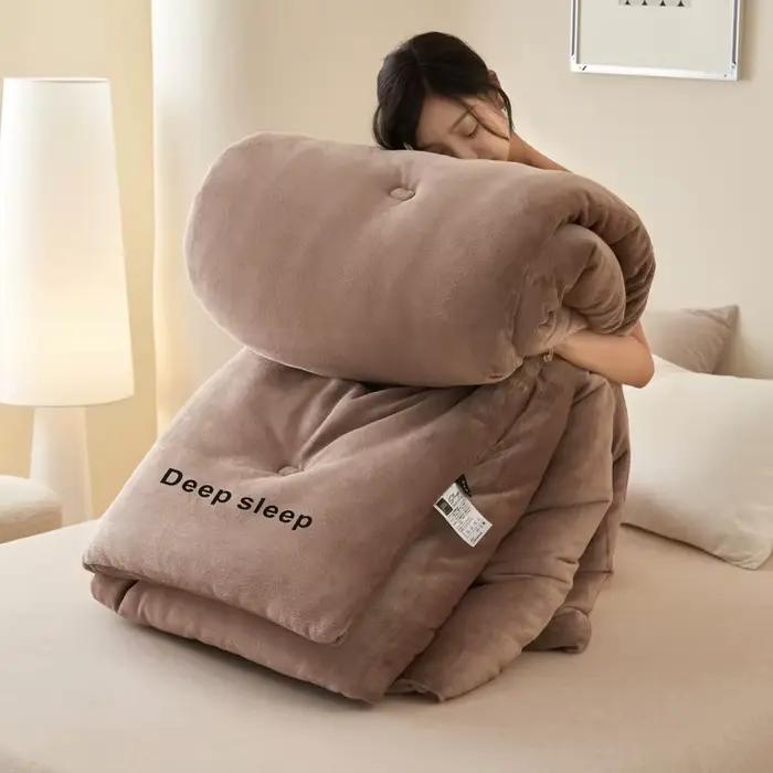 Nouveau hiver polaire couette solide vert chaud confortable épaissi