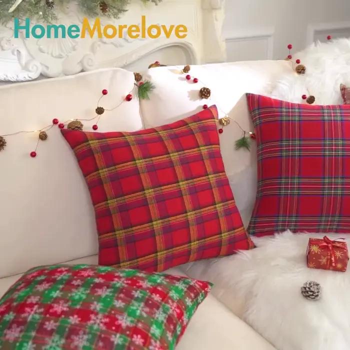Juste de coussin de Noël en peluche pour canapé, taies d'oreiller nordiques, canapé, salon, décoration d'intérieur, cadeau, 45x45