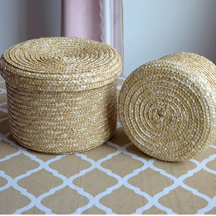 Panier de rangement en jonc de mer
