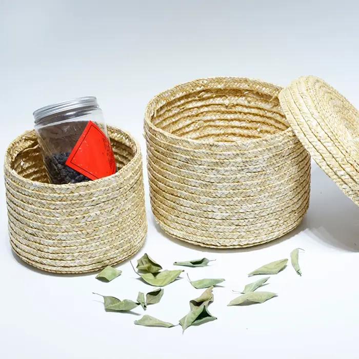Panier de rangement en jonc de mer