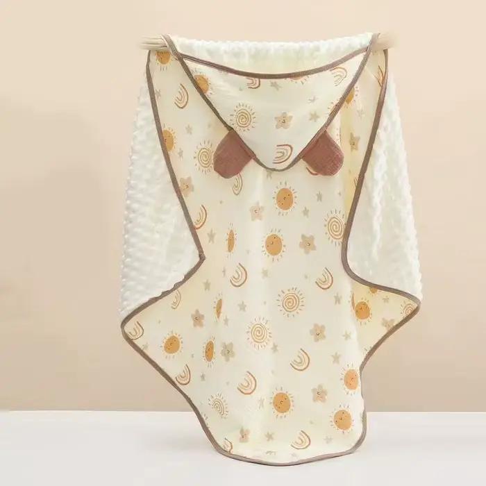Couverture bébé avec chapeau infantile mignon imprimé