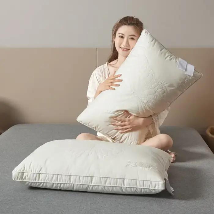 Oreiller en soie de mûrier 7A antibactérien, oreiller de luxe confortable avec enveloppe en coton, oreillers de lit d'hôtel