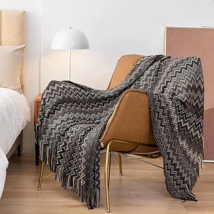 Battilo-Couverture en tricot léger avec glands
