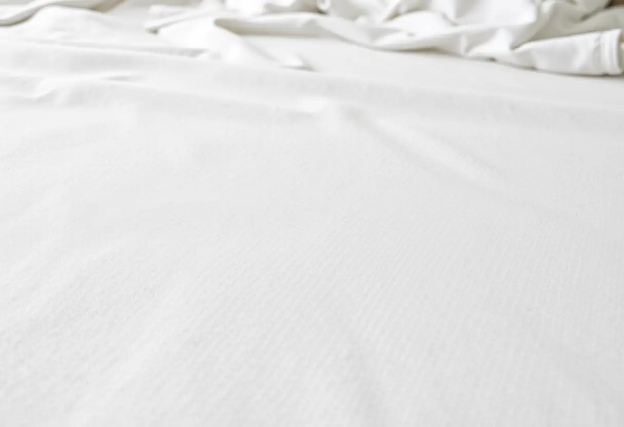 Housse de couette en polaire étalée sur un lit, mettant en valeur sa texture